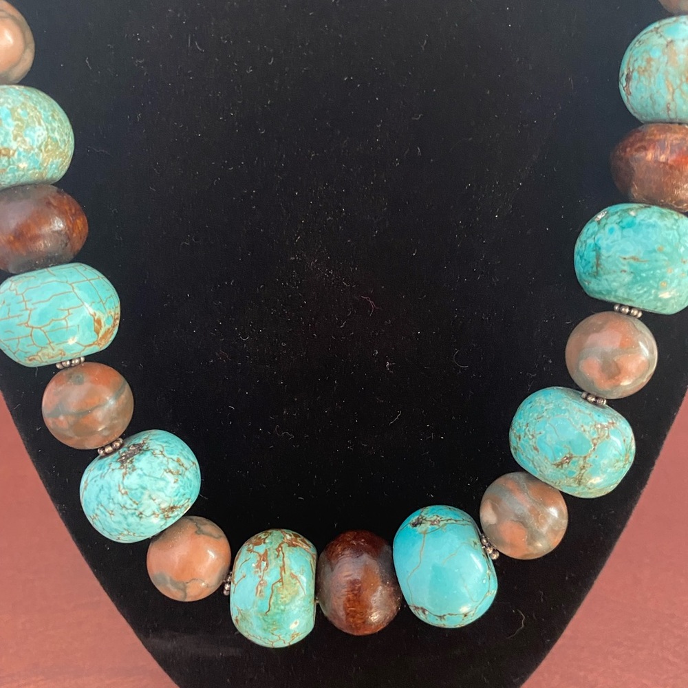 Exquisite Turquoise & Jasper Bead Necklace